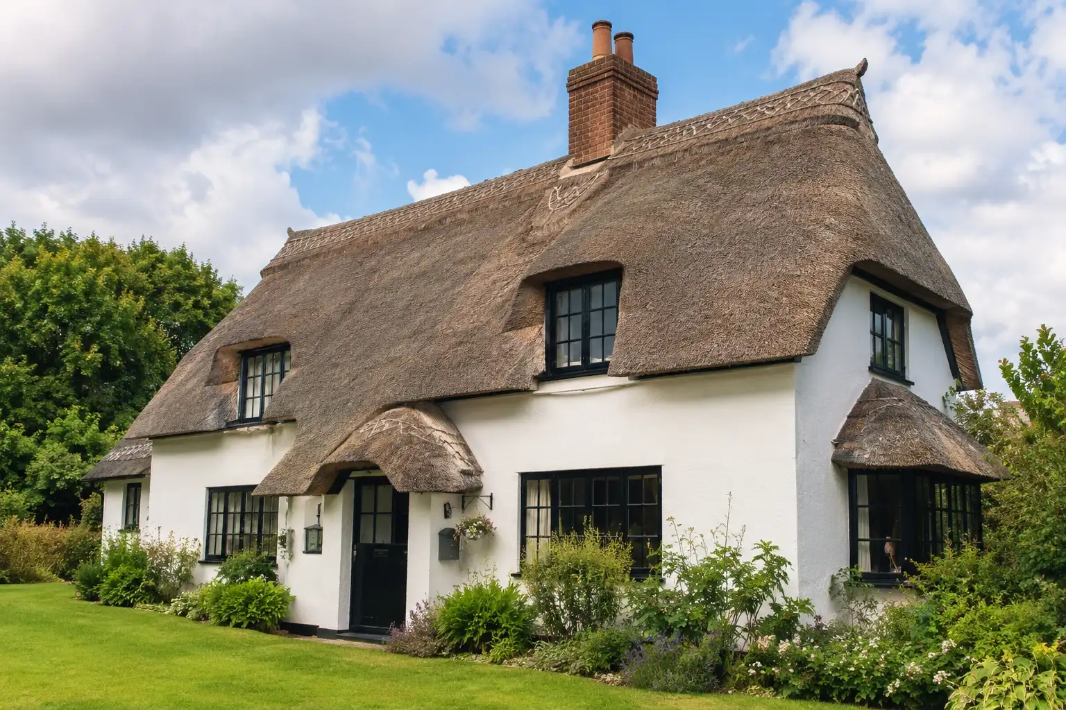 Quaint cottage with a lush garden